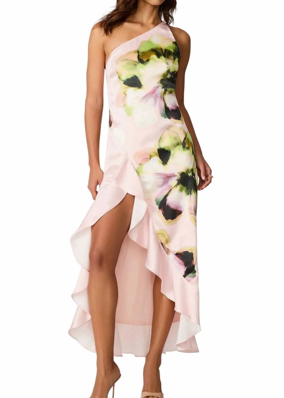 NEW STEVE MADDEN mindy floral print high-low dress in pink carnation
